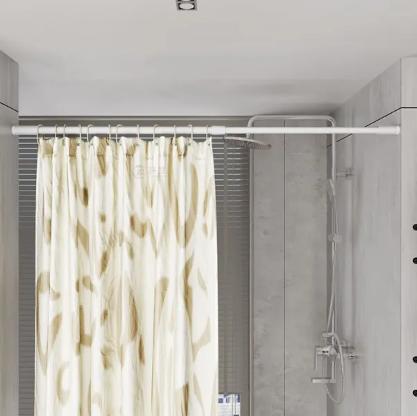 Bathroom Aluminum Shower Curtain White